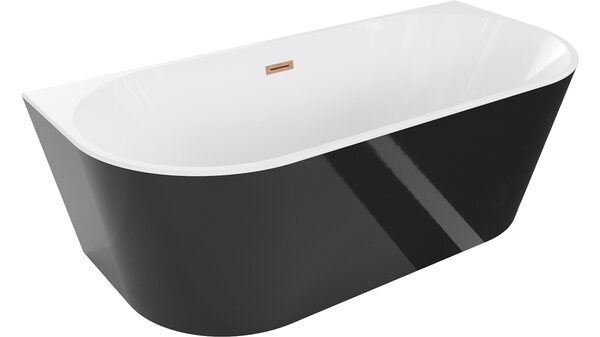 Mexen Oval slobodnostojeća zidna kada 160 x 80 cm, bijela/crna, preljev brušena bakar - 52671608075-65