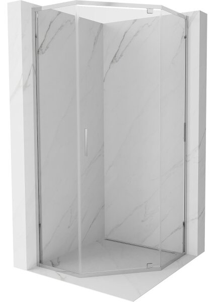 Mexen Exo pentagonalna kupaonica s vratima na otvaranje 80 x 80 cm, prozirna, krom - 812-080-080-01-00
