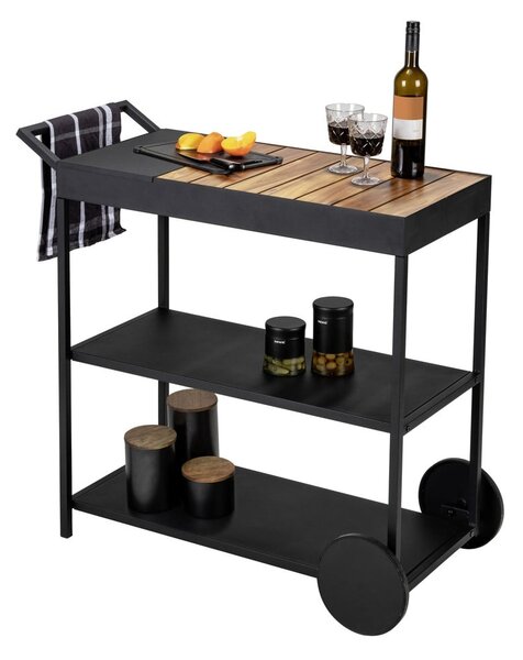 Kolica za posluživanje na kotačima s pločom stola od bagrema 40x80 cm Miro – Wenko