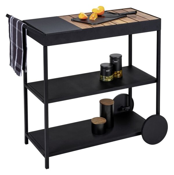 Kolica za posluživanje na kotačima s pločom stola od bagrema 40x80 cm Miro – Wenko