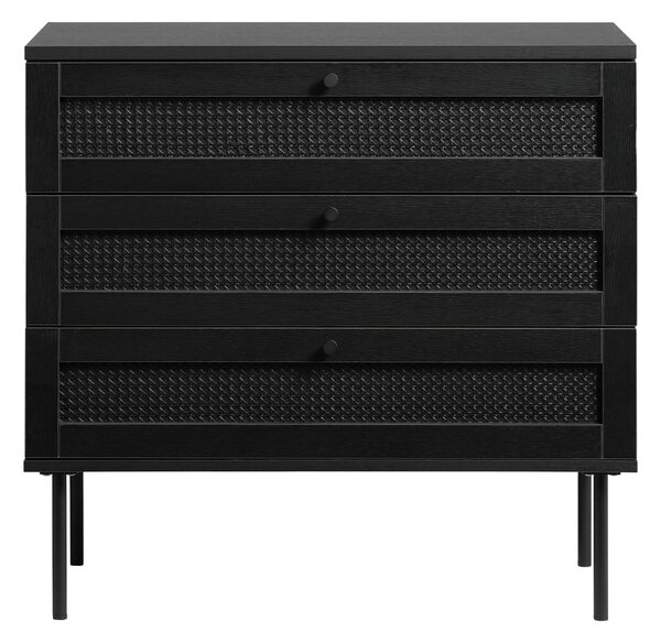 Crna niska komoda u dekoru hrasta 80x75 cm Pensacola - Unique Furniture