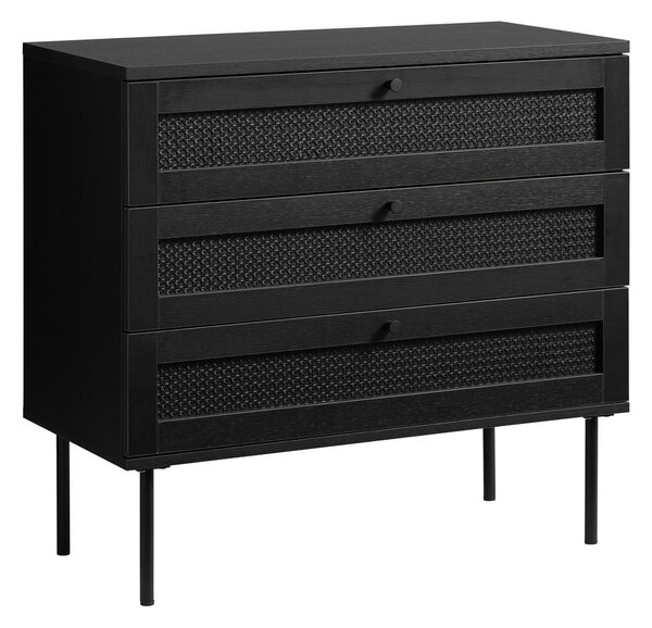 Crna niska komoda u dekoru hrasta 80x75 cm Pensacola - Unique Furniture