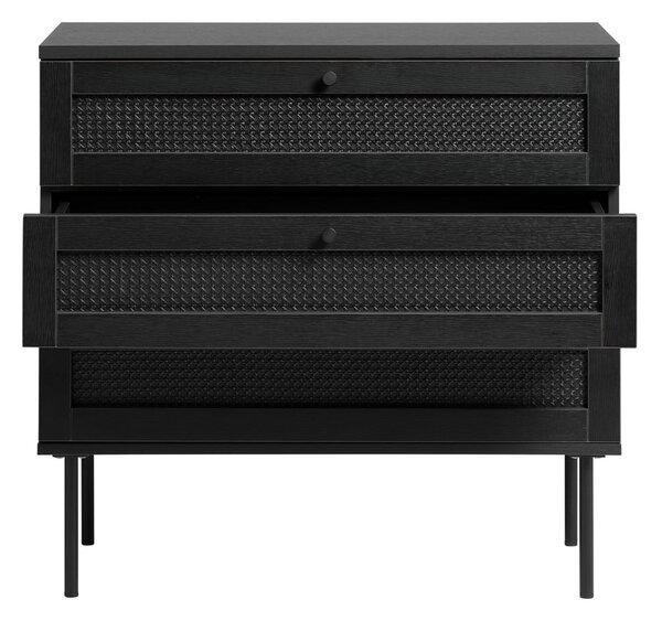 Crna niska komoda u dekoru hrasta 80x75 cm Pensacola - Unique Furniture