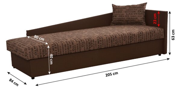 Jednostruki krevet (ležaj) 80 cm Jeannine (smeđa) (s prostorom za odlaganje) (D)