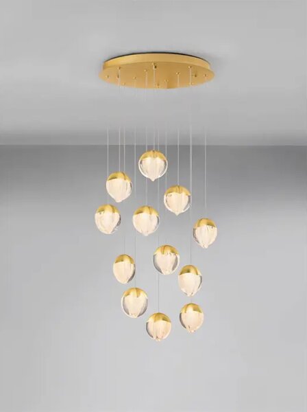 ALICIA LED LUSTER 12X ZLATNA 60W IP20 3000K TRIAC DIMABILNA NL9124125
