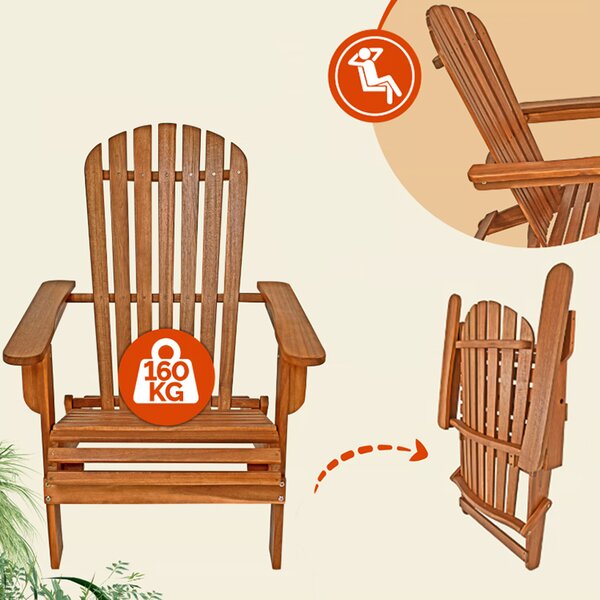 Vrtne sklopive ležaljke od akacije Adirondack - set od 2 komada