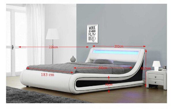 Bračni krevet 180 cm Milda (S podnicom, prostorom za odlaganje i LED)