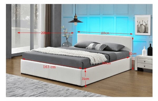 Bračni krevet 160 cm Jora (S podnicom, prostorom za odlaganje i LED)