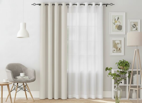 Bijelo-krem zavjesa OXFORD 140x250 cm Sistem za vješanje: Metalni prstenovi
