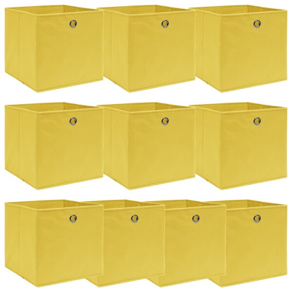 VidaXL Kutije za pohranu 10 kom žute 32 x 32 x 32 cm od tkanine