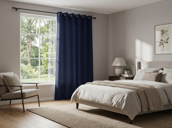 Zavjesa OXFORD LIGHT 140x250 cm, tamno plava Sistem za vješanje: Metalni prstenovi