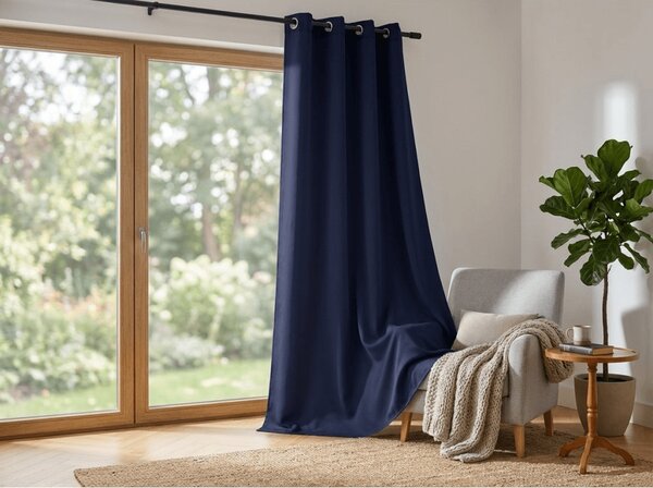 Zavjesa OXFORD LIGHT 140x250 cm, tamno plava Sistem za vješanje: Metalni prstenovi