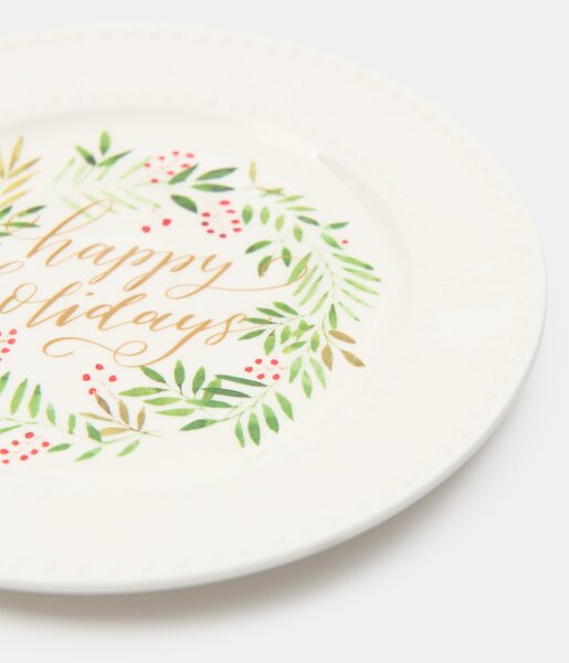 Sinsay - Božićni keramički tanjur s natpisom Happy Holidays