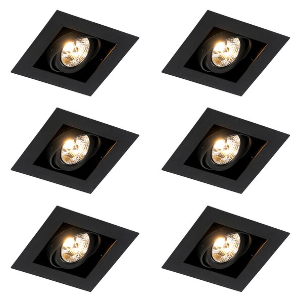 Set od 6 modernih ugradbenih reflektora crni podesivi - Oneon 70