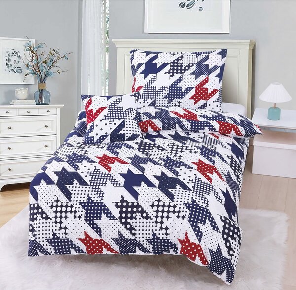 Bijelo-plava 3-dijelna posteljina za krevet za jednu osobu od mikrosatena 140x200 cm James – My House
