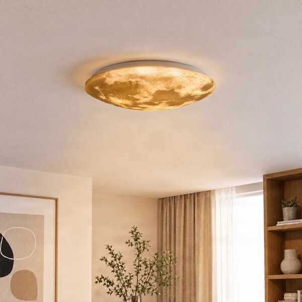 Trio Lighting Lunarna LED stropna svjetiljka s daljinskim upravljačem 40cm, prigušiva, Bijela, Dnevni boravak/blagovaonica, Plastika