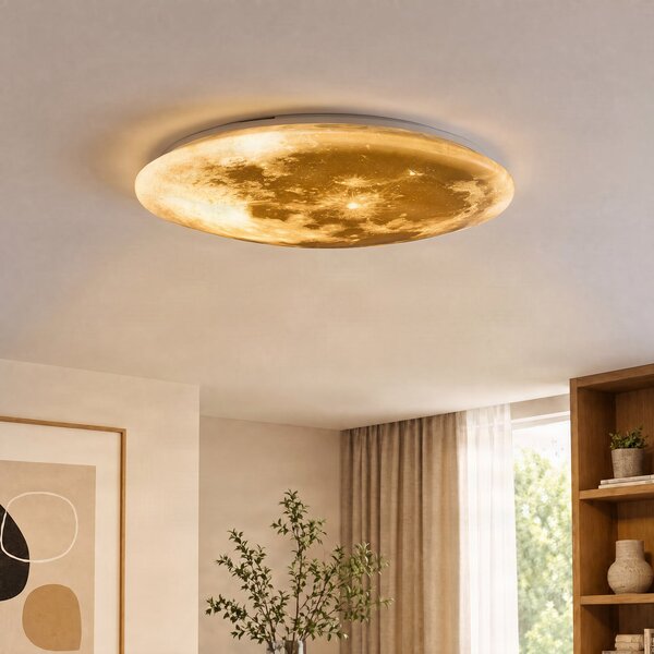 Trio Lighting Lunarna LED stropna svjetiljka s daljinskim upravljačem 60cm, prigušiva, Bijela, Dnevni boravak/blagovaonica, Plastika