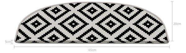 Crno-bijeli set tepiha za stepenice 16 kom 20x65 cm Art – Vitaus
