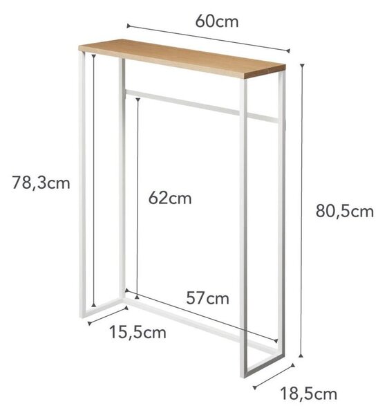 Bijeli/svjetlo smeđi pomoćni stol 18.5x60 cm Tower – YAMAZAKI