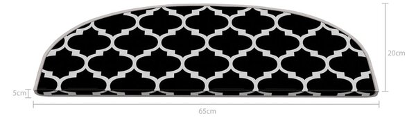 Crno-bijeli set tepiha za stepenice 16 kom 20x65 cm Madalyon – Vitaus