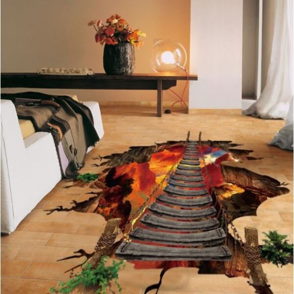 3D Wall sticker Drveni most 2 dimenzije 90x85 cm
