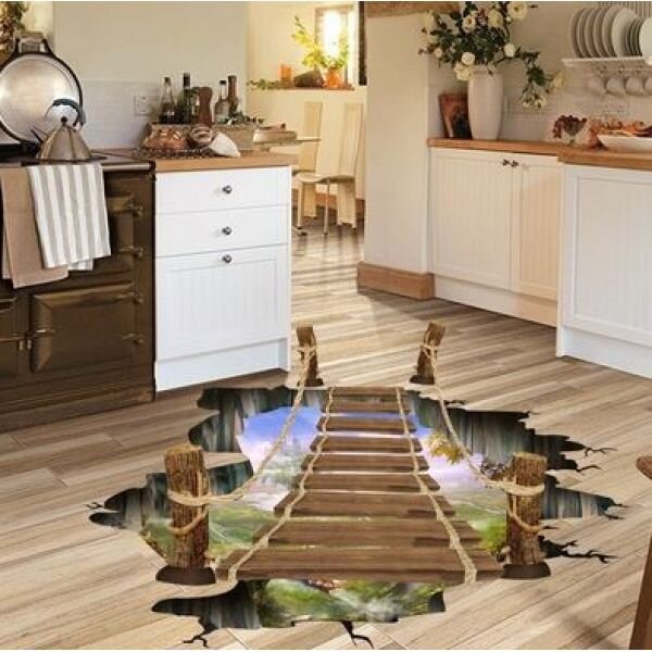 3D Wall sticker Drveni most 3 dimenzije 90x60cm