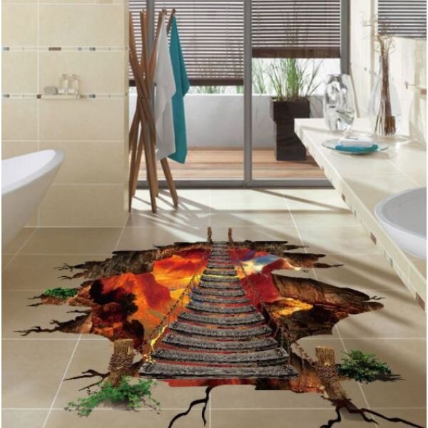 3D Wall sticker Drveni most 2 dimenzije 90x85 cm