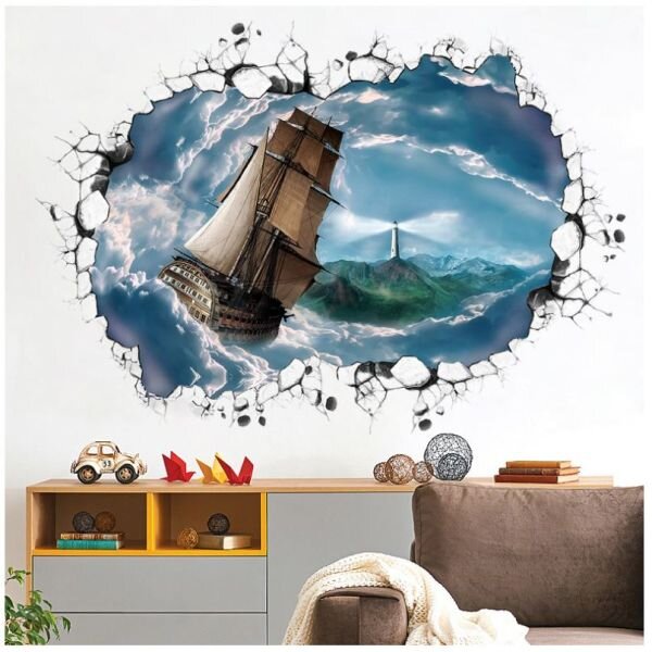 3D wall sticker Cloud Sea Sailing dimenzije 90x60 cm