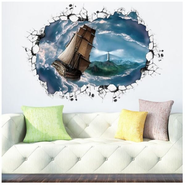 3D wall sticker Cloud Sea Sailing dimenzije 90x60 cm