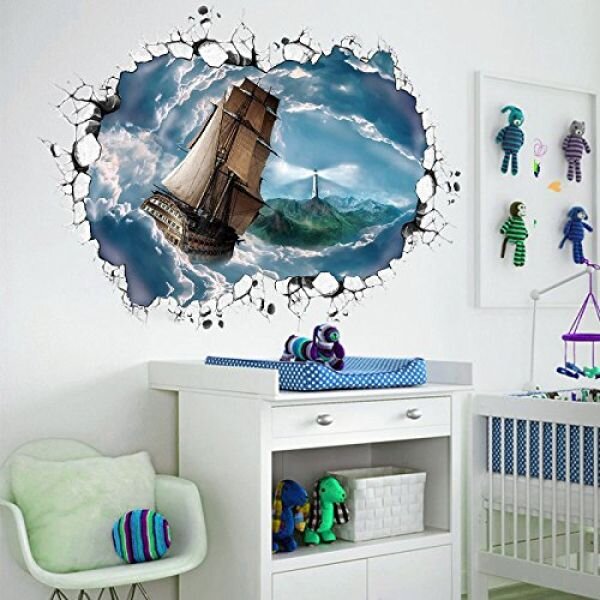 3D wall sticker Cloud Sea Sailing dimenzije 90x60 cm