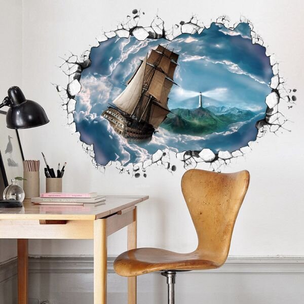 3D wall sticker Cloud Sea Sailing dimenzije 90x60 cm