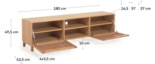 TV komoda u dekoru hrasta u prirodnoj boji 180x50 cm Beyla – Kave Home