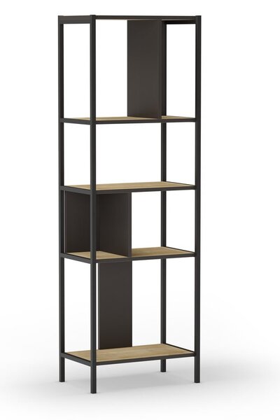 Crna/u prirodnoj boji biblioteka u dekoru hrasta 58x175 cm Alabama – Marckeric