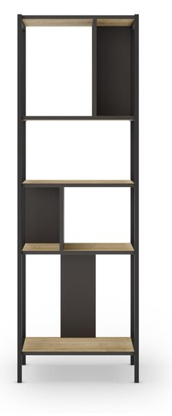 Crna/u prirodnoj boji biblioteka u dekoru hrasta 58x175 cm Alabama – Marckeric