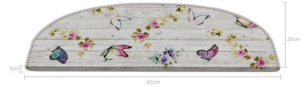 Krem set tepiha za stepenice 16 kom 20x65 cm Butterfly Life – Vitaus