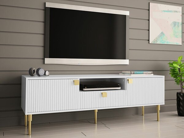 TV stol Merced S101Zlatna, Bijela, 160x54x40cm