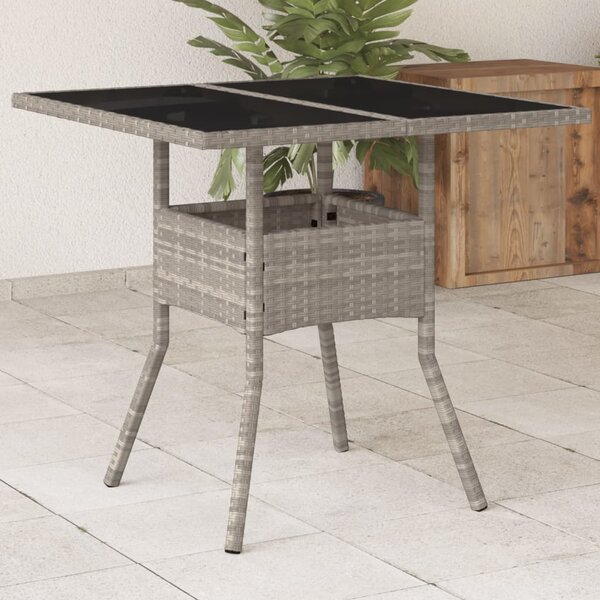 VidaXL Vrtni stol sa staklenom pločom sivi 80 x 80 x 75 cm poliratan