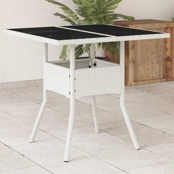 VidaXL Vrtni stol sa staklenom pločom bijeli 80 x 80 x 75 cm poliratan