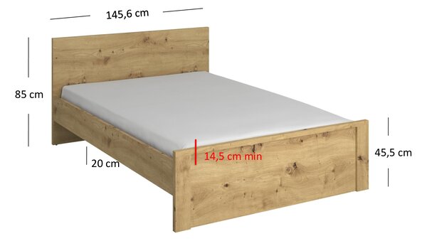 Bračni krevet 140 cm Andra (hrast artisan) (bez madraca i podnice)