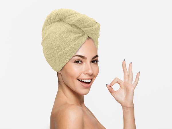 Turban za kosu od frotira koji se brzo suši bež, 100% pamuk