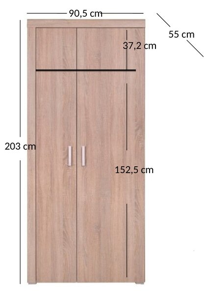 Zondo.hr Ormar za garderobu Dalila (hrast sonoma). Akcija -22%. 1052830