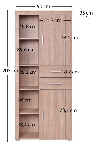 Zondo.hr Regal Dalila 2D2S (hrast sonoma). Akcija -24%. 1052837