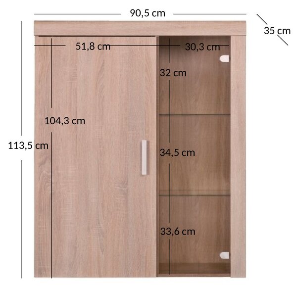 Zondo.hr Regal Dalila 1D1W (hrast sonoma). Akcija -24%. 1052832