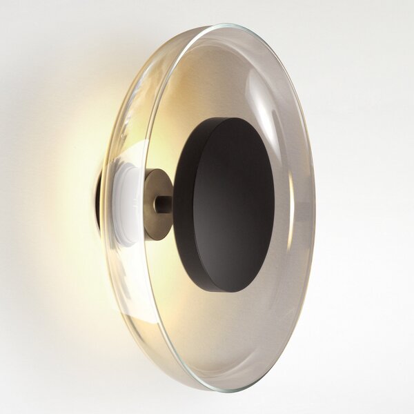MARSET Aura LED zidna svjetiljka, Ø 25 cm, dimno siva, prigušiva, Sivo, Dnevni boravak/blagovaonica, Staklo