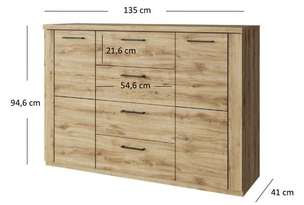Zondo.hr Komoda Deloris 2D4S (hrast navarra). Akcija -21%. 1052873