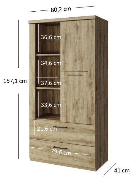 Zondo.hr Regal Deloris 1D2S (hrast navarra). Akcija -21%. 1052879