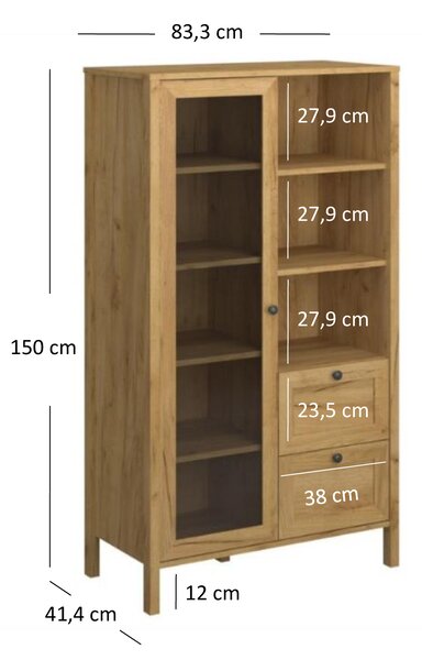 Zondo.hr Vitrina Keira 1W2S (hrast craft zlatni). Akcija -22%. 1052997