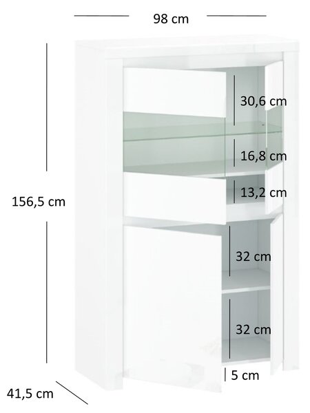 Zondo.hr Vitrina Leona 2D2W (bijela sjajna). Akcija -23%. 1053014