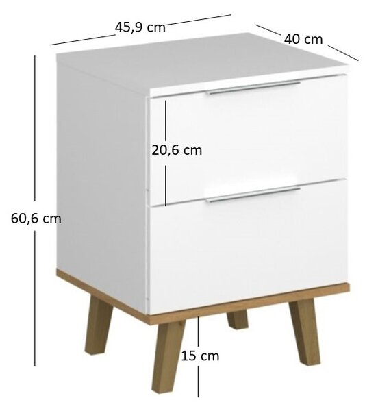 Zondo.hr Komoda Nickole 2S/46 (bijela + kameni hrast). Akcija -17%. 1053082