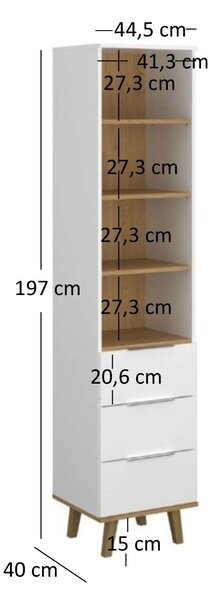 Zondo.hr Regal Nickole 3S (bijela + kameni hrast). Akcija -22%. 1053087